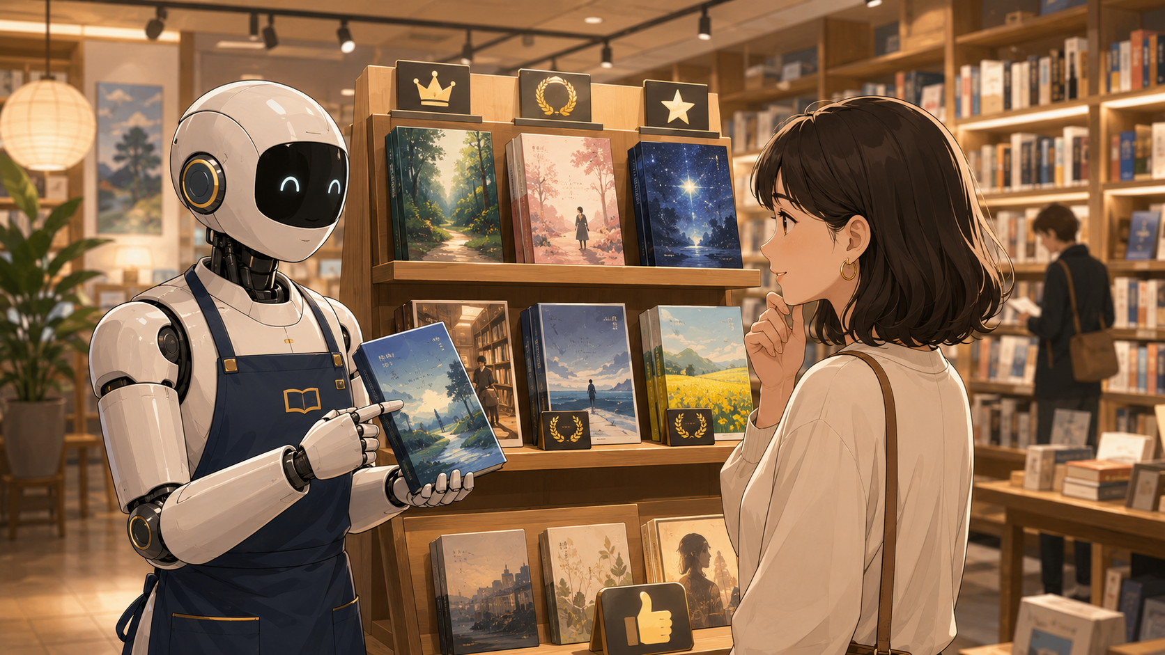 （SEO×PR×LLMO）を本屋に例えたイメージ画像
