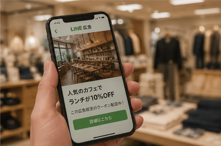 LINE広告でクーポンを配信するイメージ