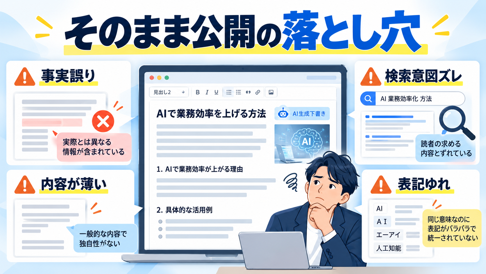 AI記事をそのまま公開すると起きやすい問題